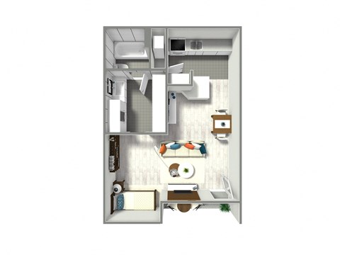 A small, modern kitchen with white appliances and a white countertop.